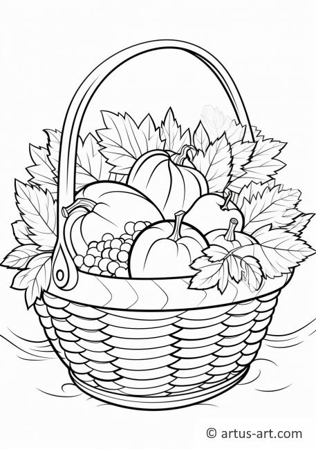 Thanksgiving Harvest Basket Coloring Page
